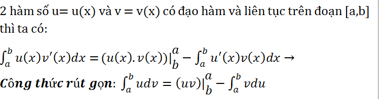 công thức tính tích phân từng phần